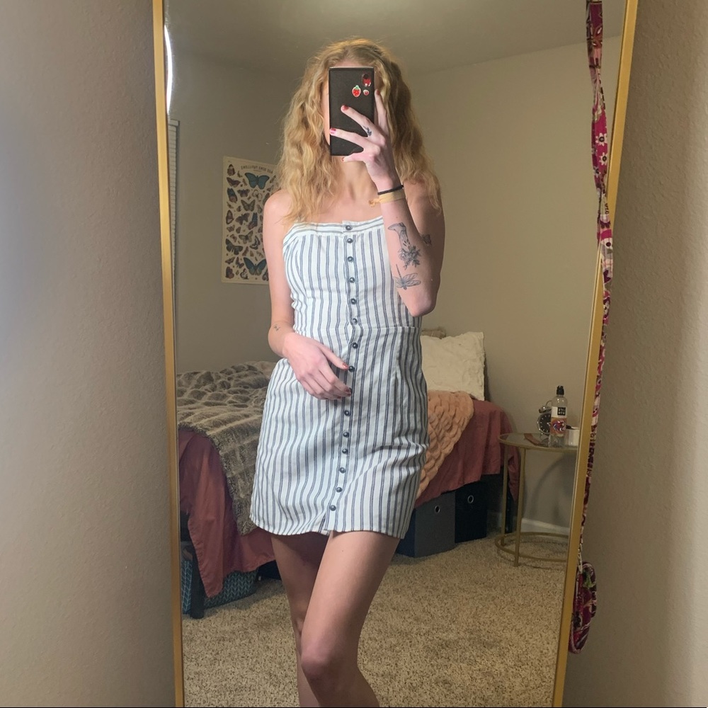 stripe button dress